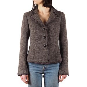 Armani Collezioni Women's Wool Alpaca Ruffle Jacket Blazer